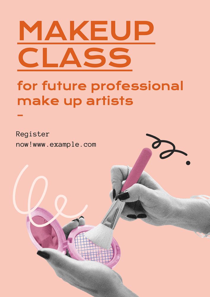 Makeup class  poster template, editable text and design