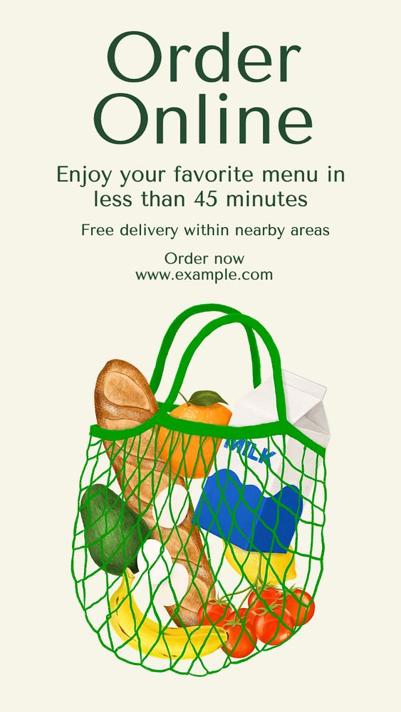 Food delivery Instagram story template, editable text