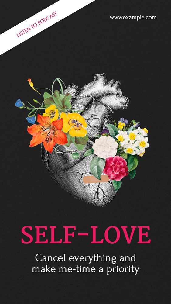 Self-love  Instagram story template, editable text