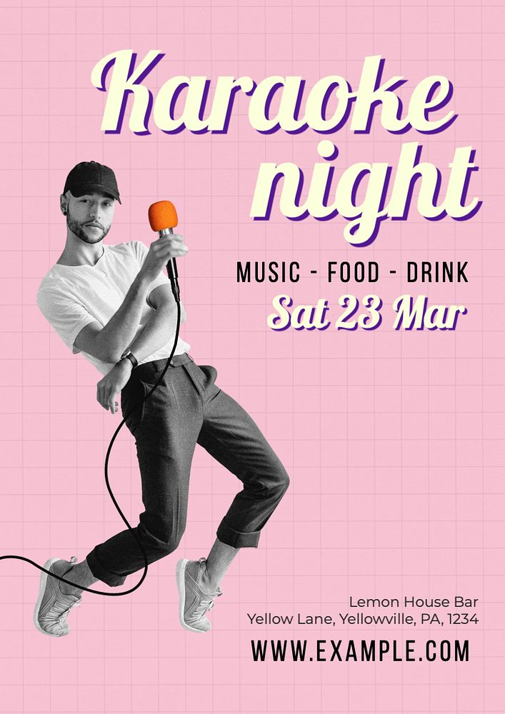 Karaoke night  poster template, editable text and design