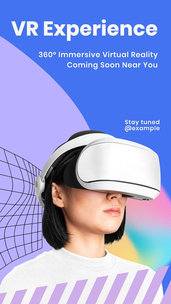 VR experience  Instagram story template, editable text