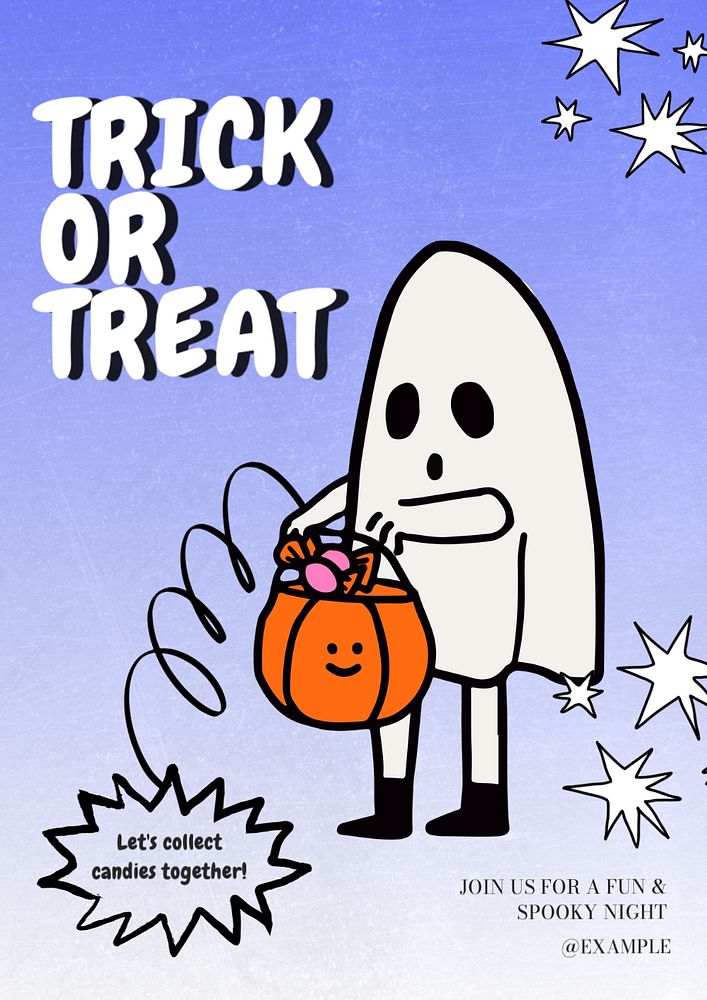 Trick or treat  poster template, editable text and design