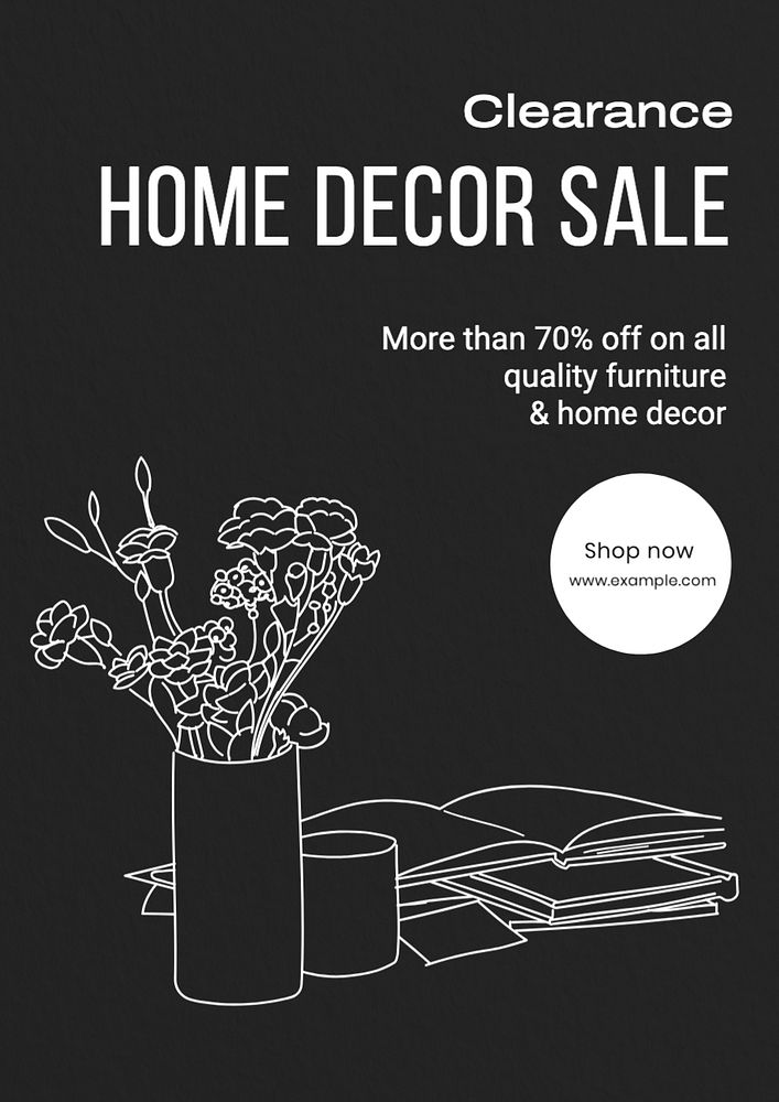 Home decor sale  poster template, editable text and design