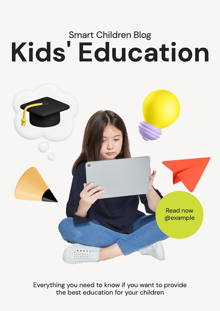 Kids education  poster template, editable text and design