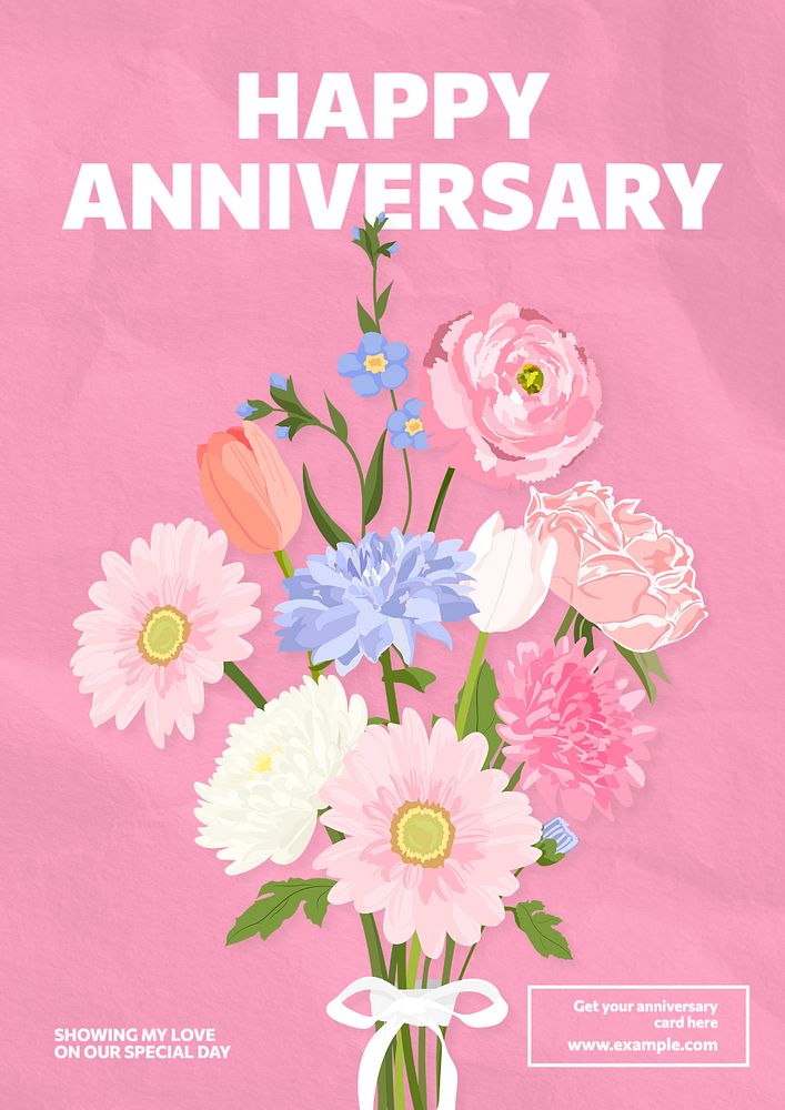 Happy anniversary  poster template, editable text and design