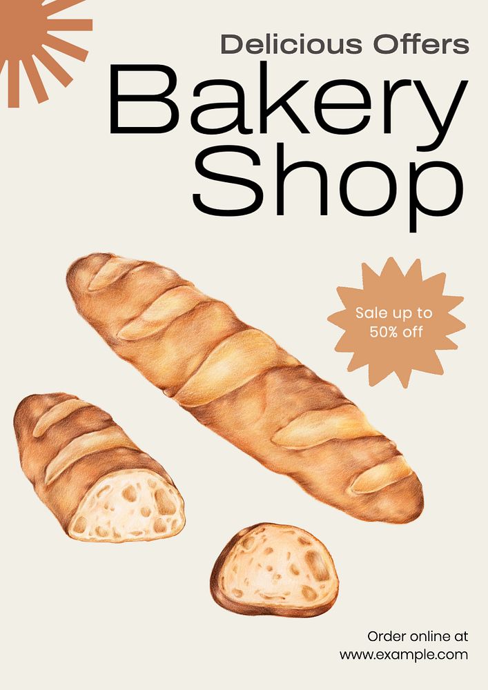 Bakery shop  poster template, editable text and design