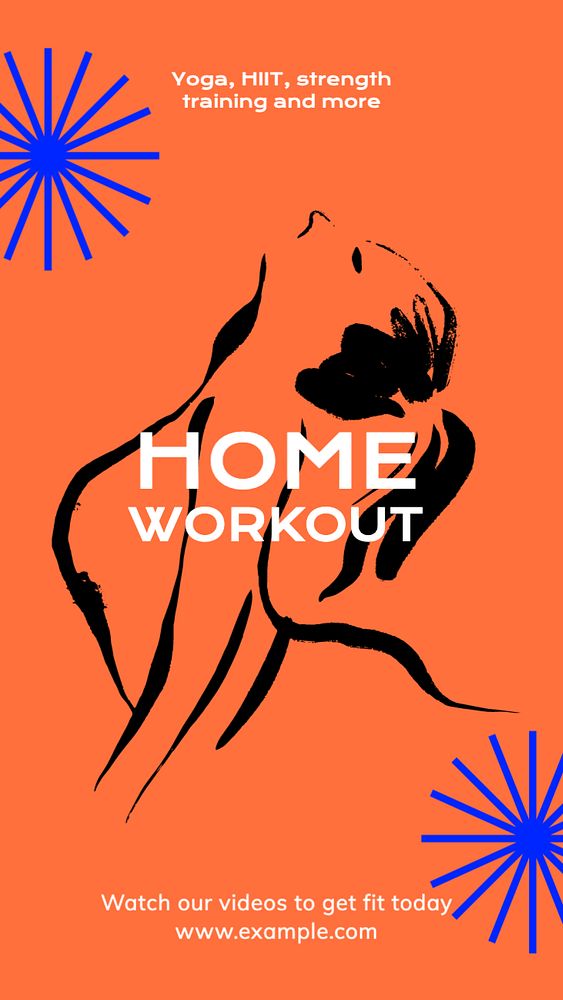 Home workout videos  Instagram story template, editable text