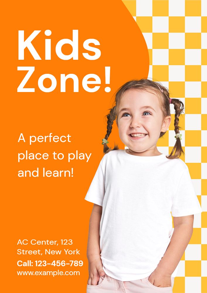 Kids zone  poster template, editable text and design