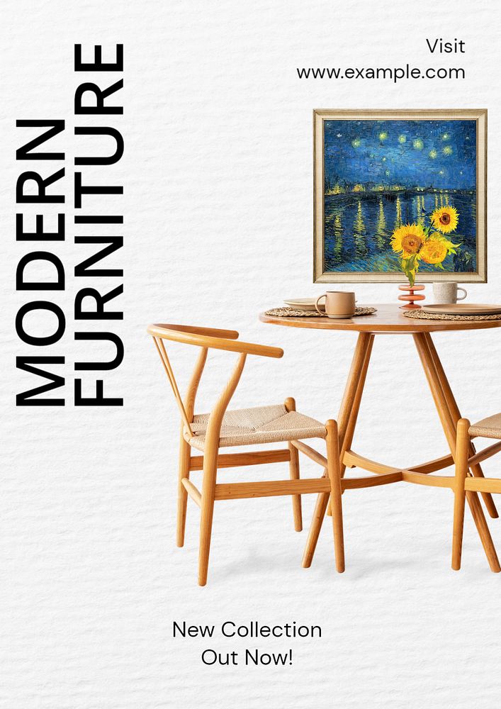 Modern furniture  poster template, editable text and design