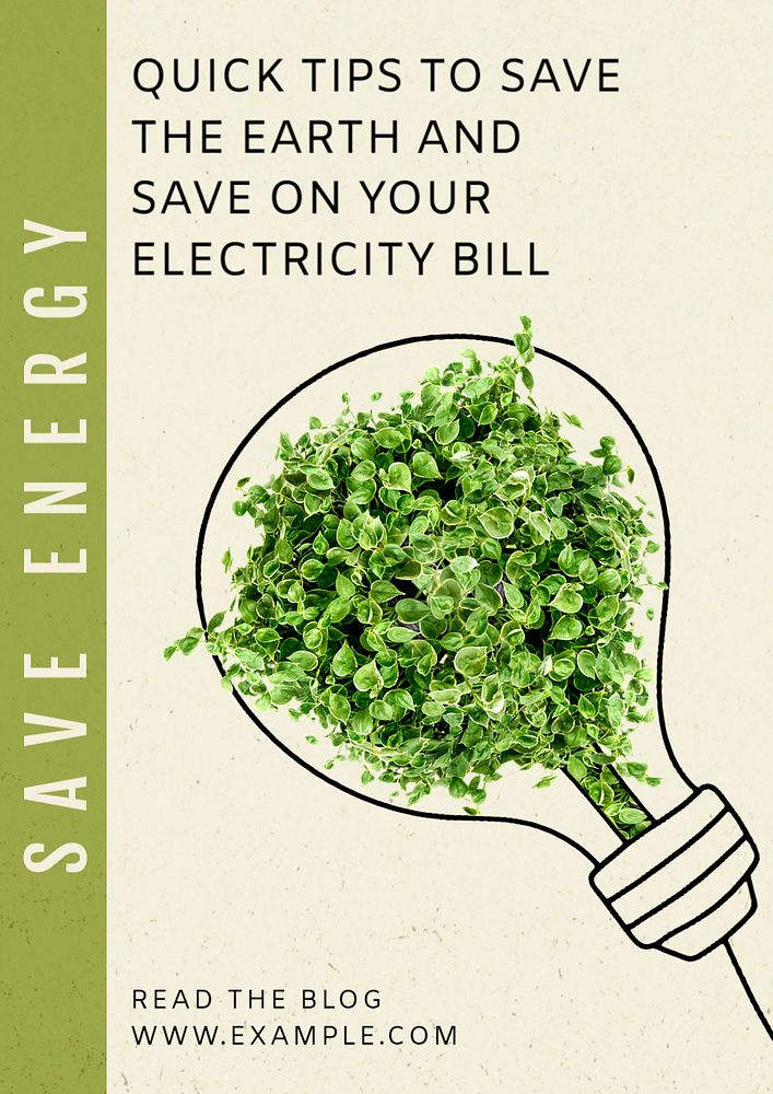 Save energy  poster template, editable text and design