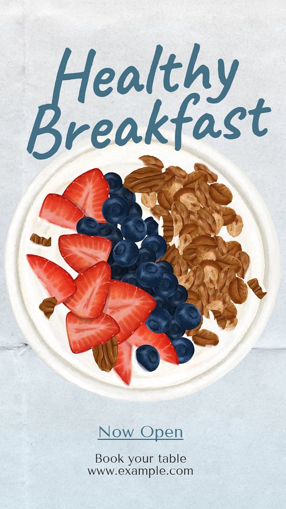 Healthy breakfast  Instagram story template, editable text