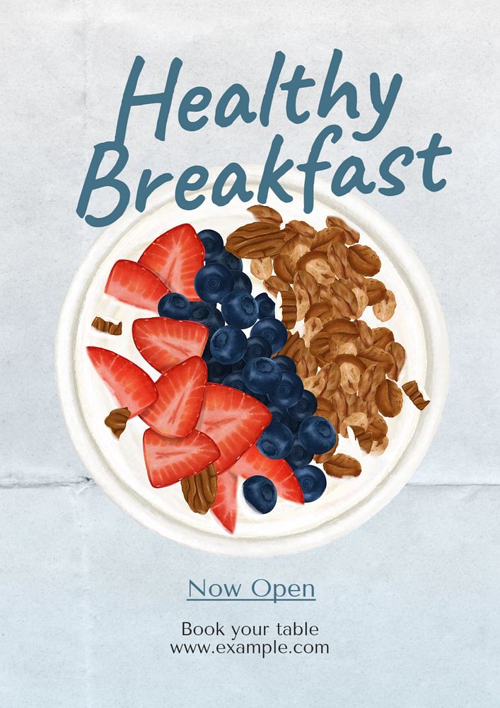 Healthy breakfast  poster template, editable text and design