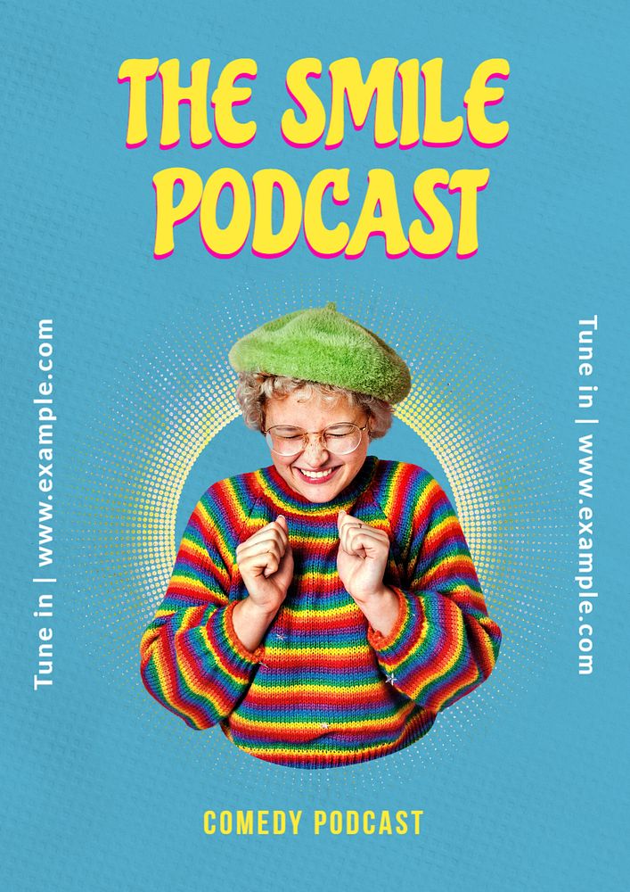 Comedy podcast  poster template, editable text and design