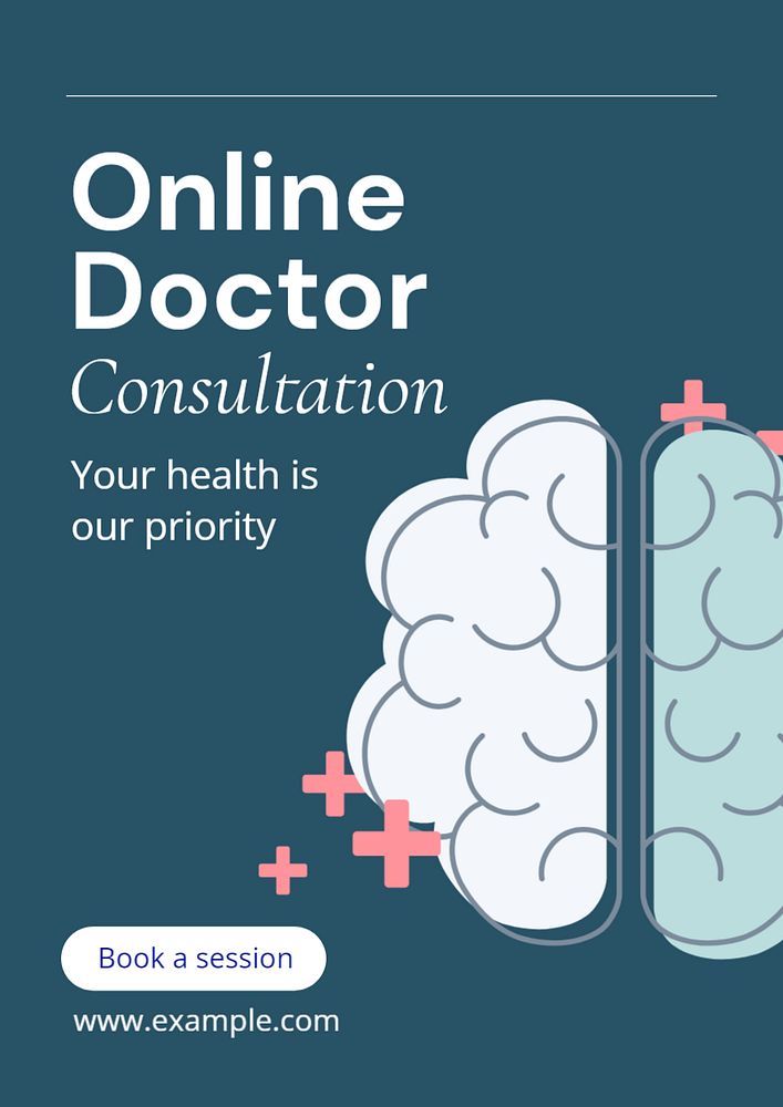 Online doctor  poster template, editable text and design