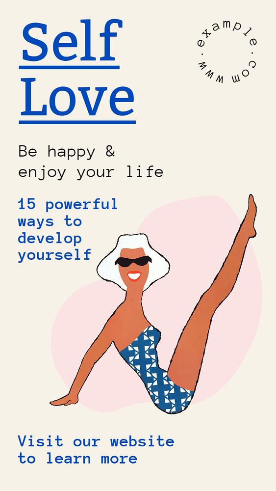 Self love  Instagram story template, editable text