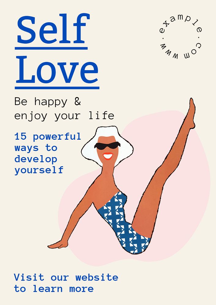 Self love  poster template, editable text and design