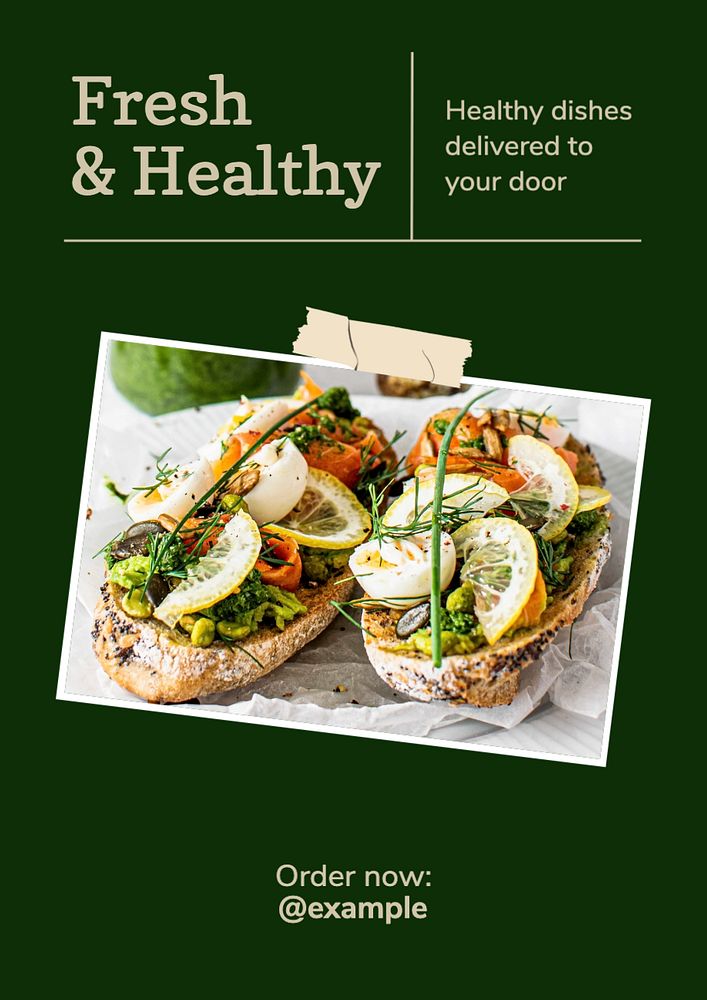 Fresh & healthy food  poster template, editable text and design