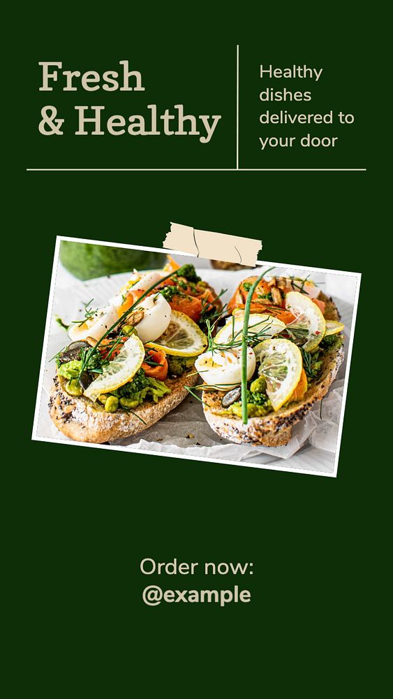 Fresh & healthy food  Instagram story template, editable text