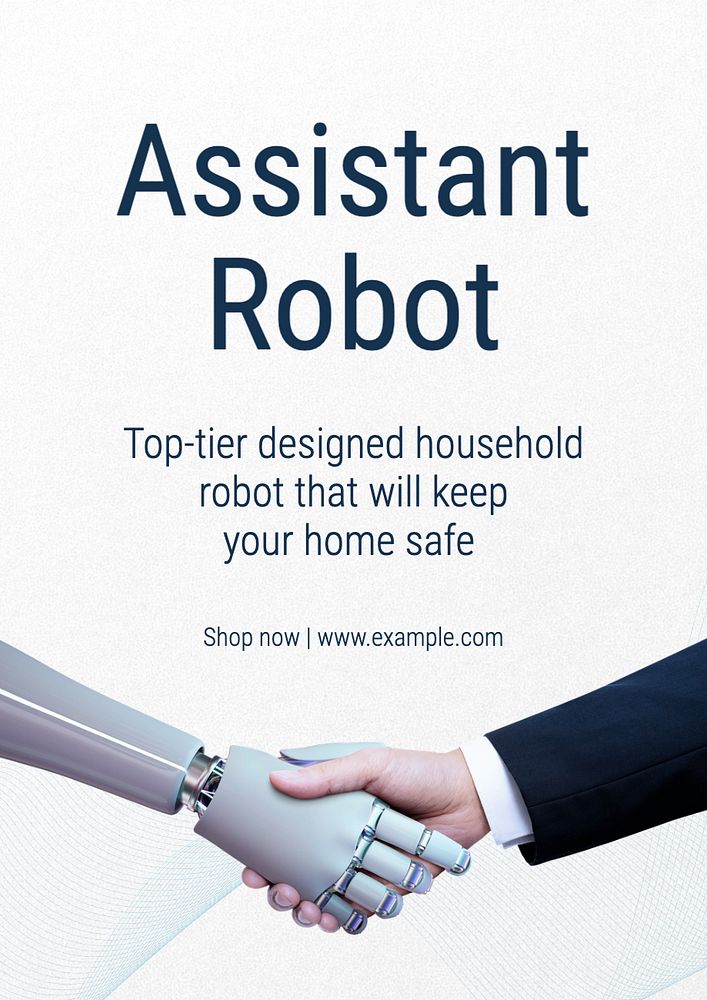 Assistant robot poster template, editable text and design