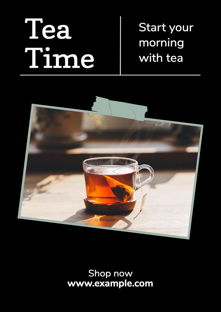 Tea time  poster template, editable text and design