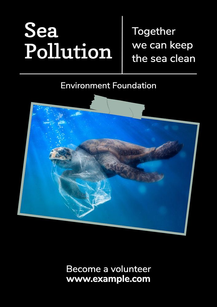 Sea pollution  poster template, editable text and design