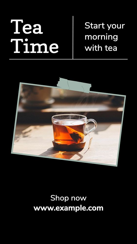 Tea time  Instagram story template, editable text