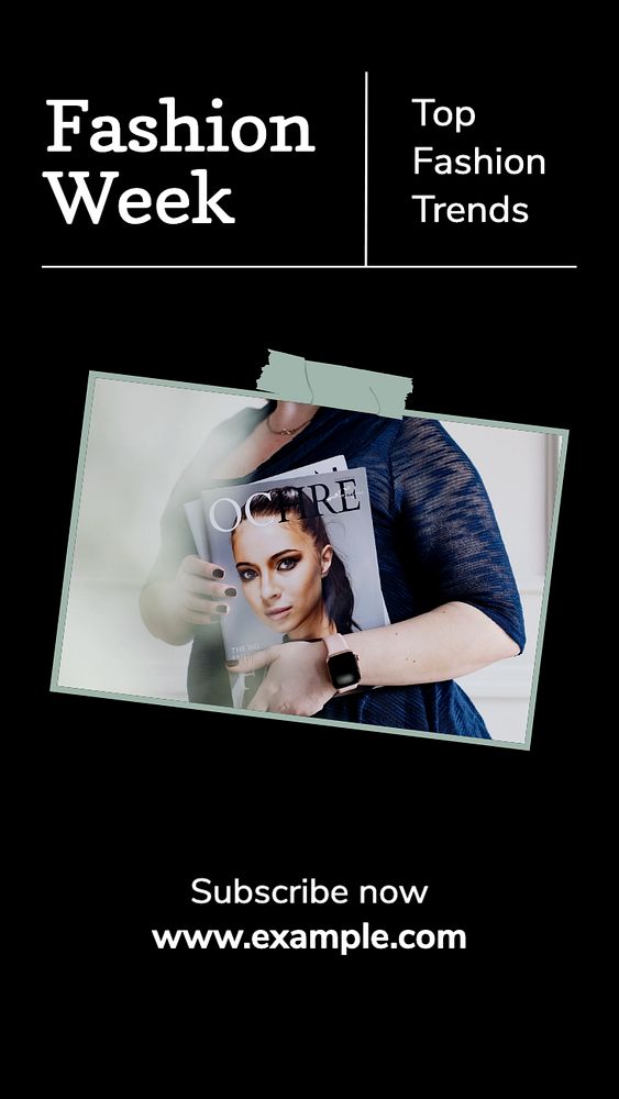 Fashion week  Instagram story template, editable text