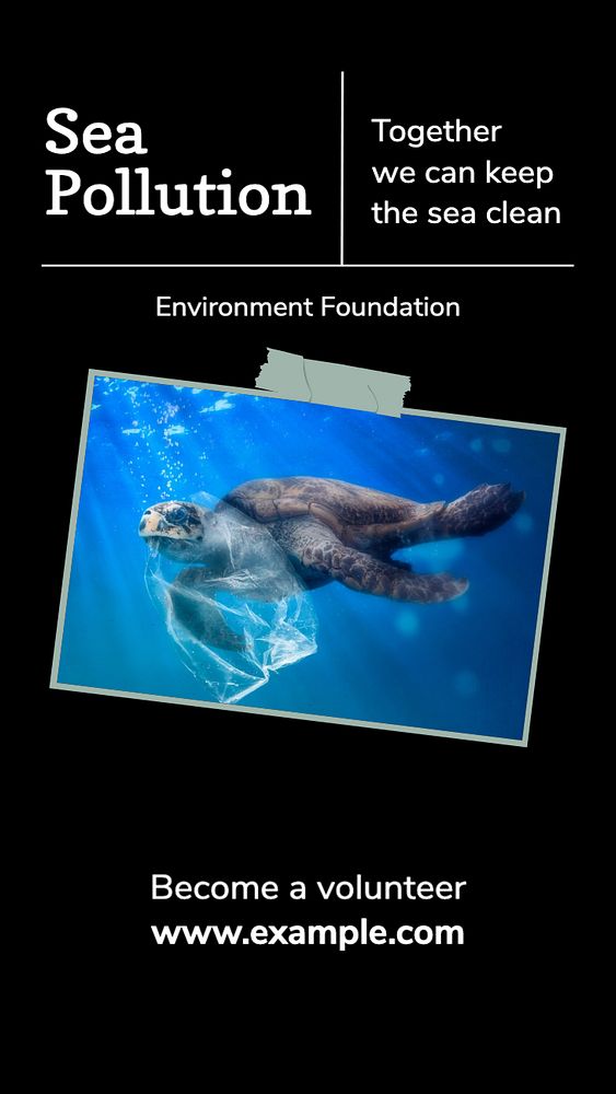 Sea pollution  Instagram story template, editable text