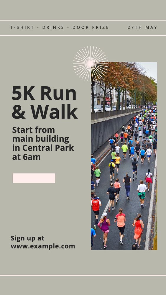 Running event Instagram story template, editable text