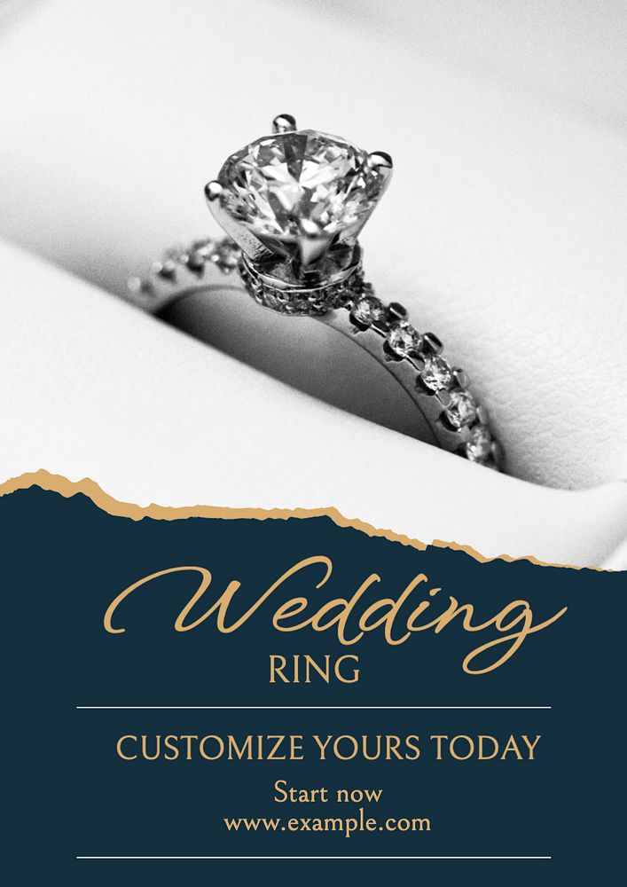 Wedding ring poster template, editable text and design