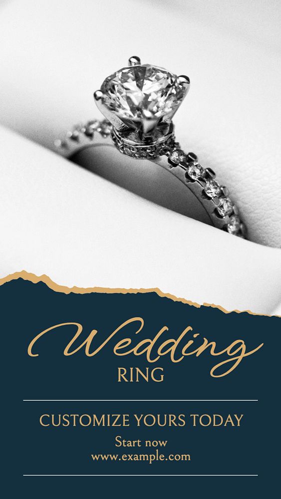 Wedding ring Instagram story template, editable text