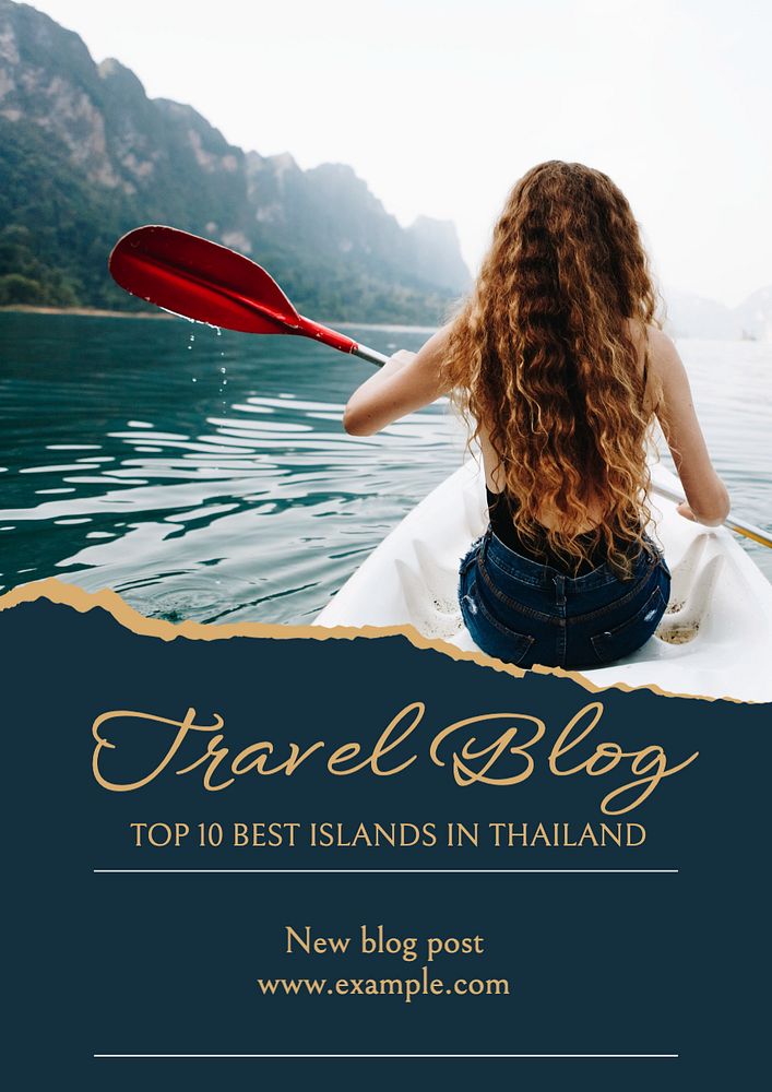 Travel blog poster template, editable text and design