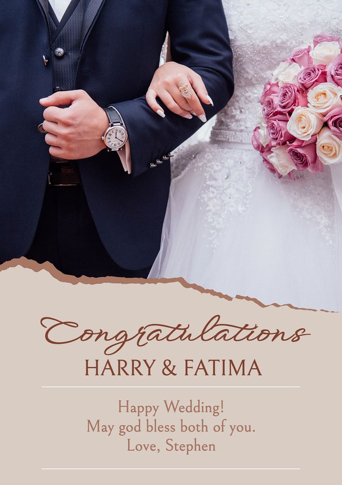 Congratulations wedding poster template, editable text and design