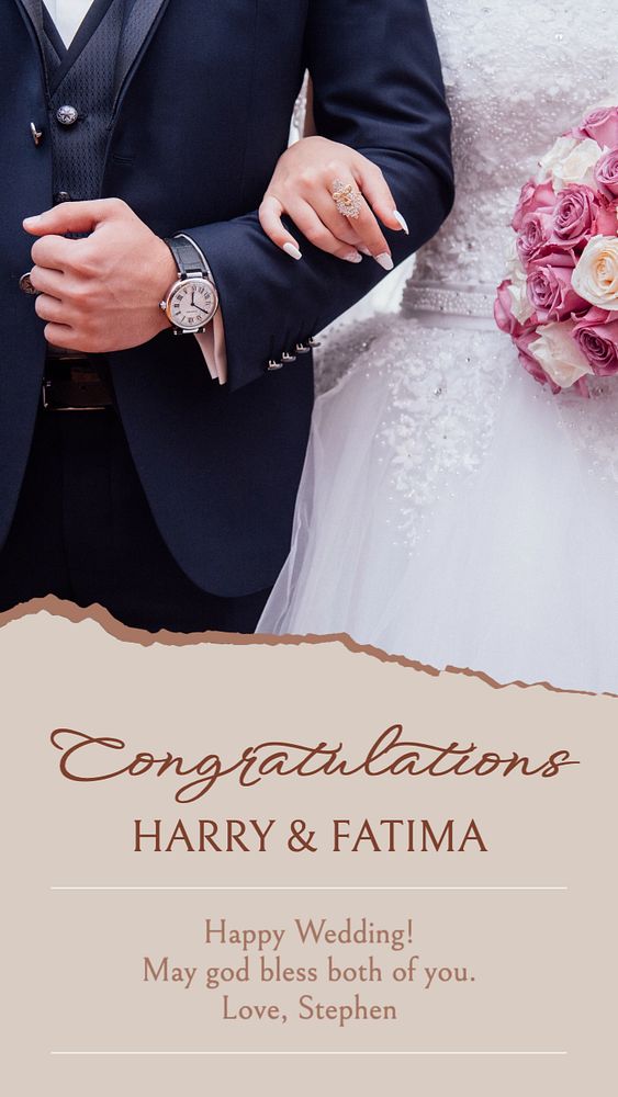 Congratulations wedding Instagram story template, editable text