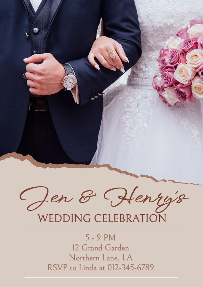 Wedding celebration poster template, editable text and design