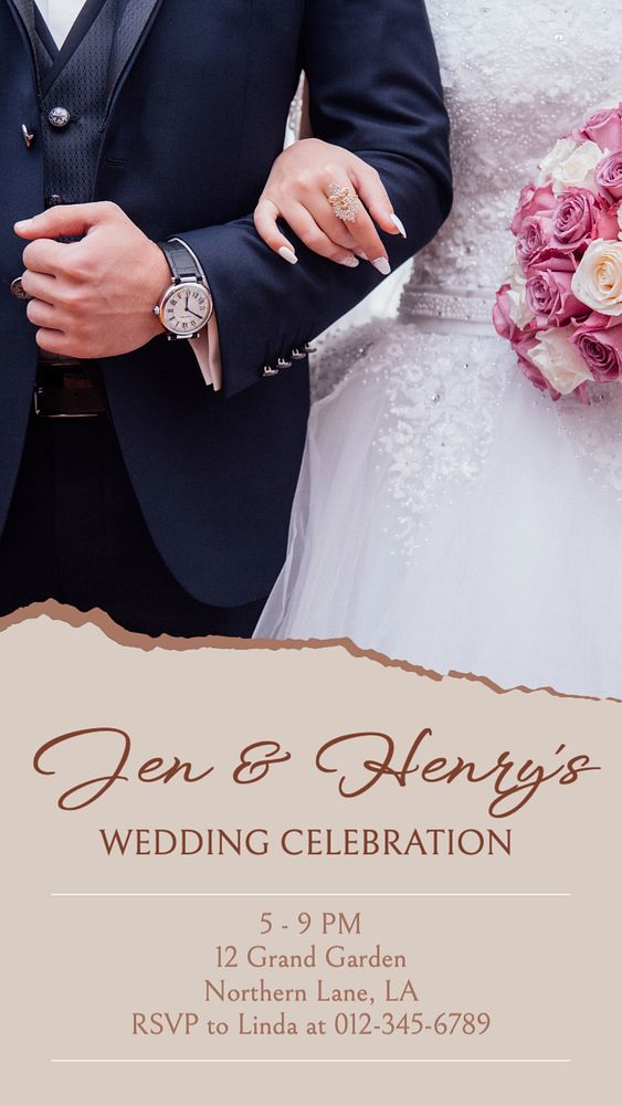 Wedding celebration Instagram story template, editable text