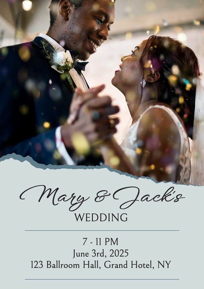 Wedding invitation poster template, editable text and design