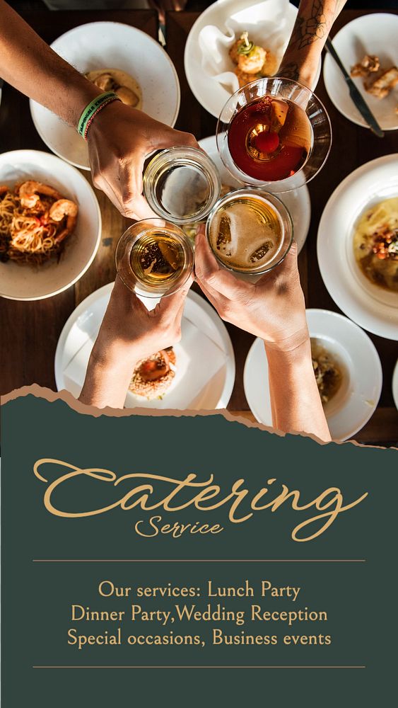 Catering service Instagram story template, editable text