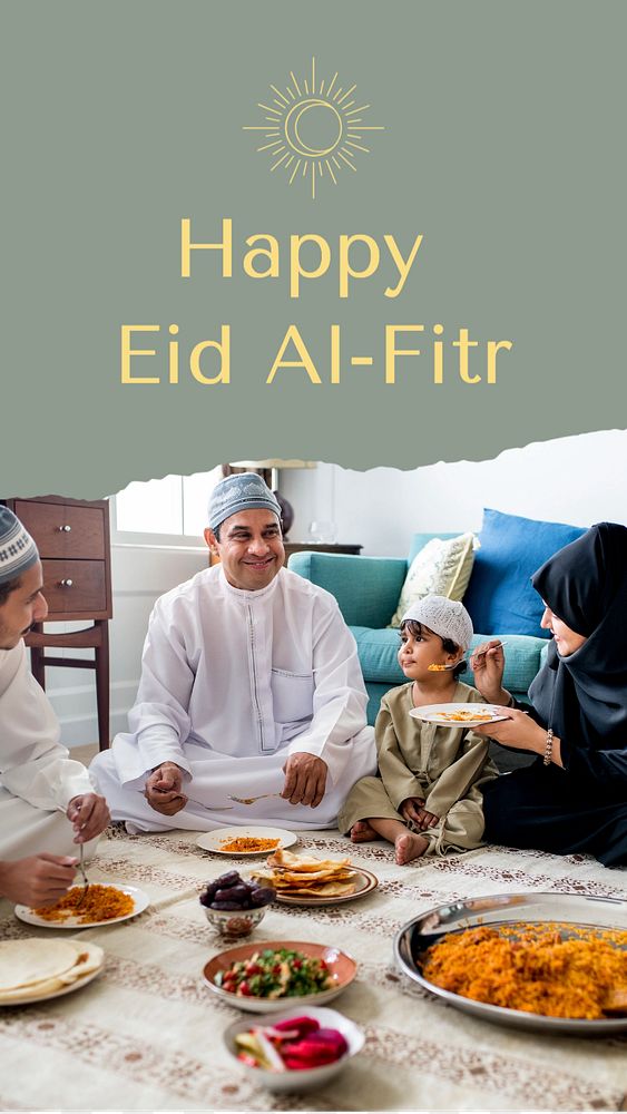 Eid Mubarak Instagram story template, editable text