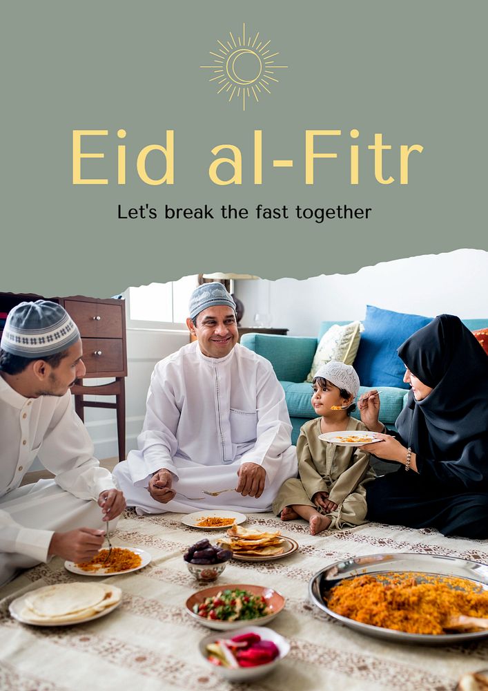 Eid al-Fitr poster template, editable text and design