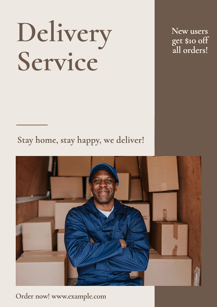 Delivery service poster template, editable text and design