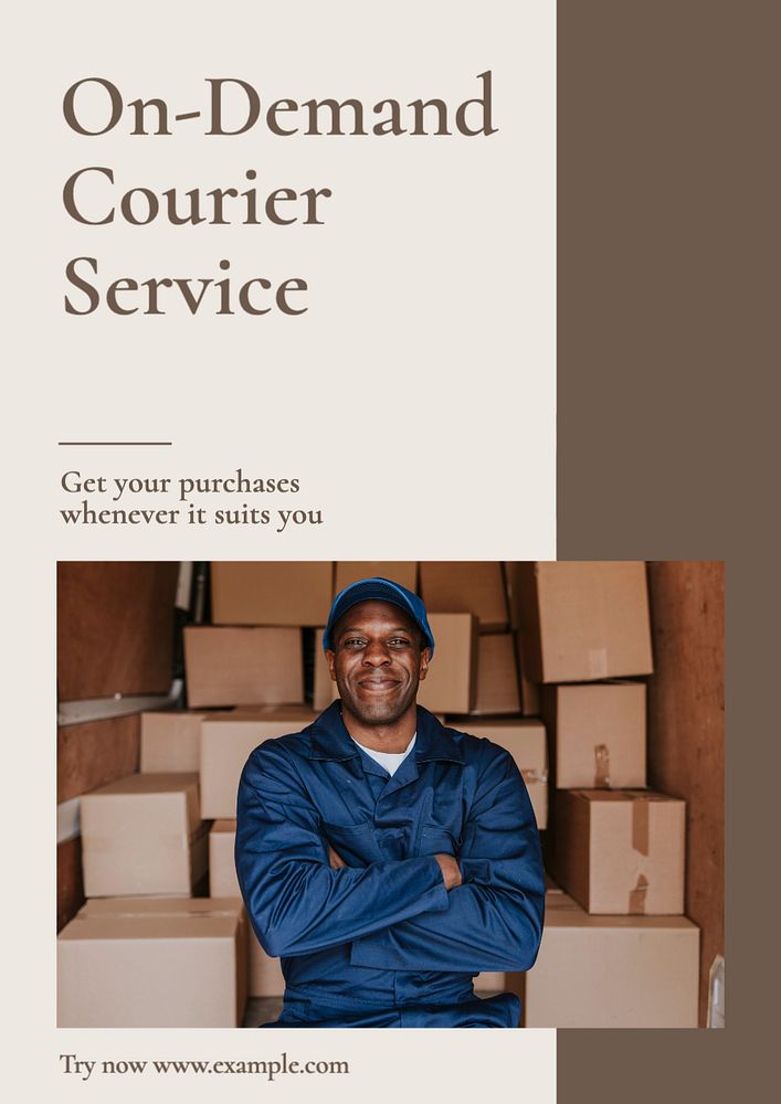 Courier service poster template, editable text and design