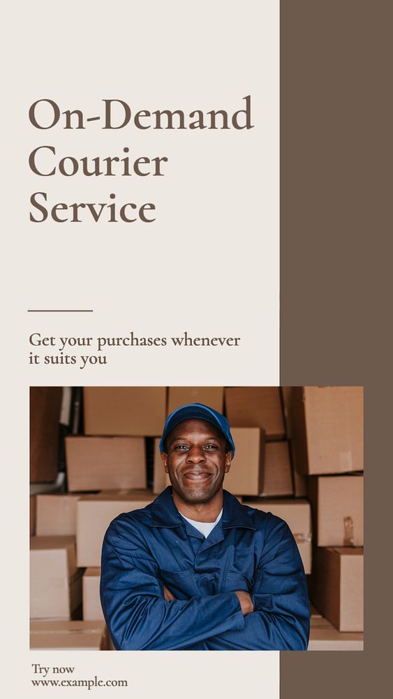 Courier service Instagram story template, editable text