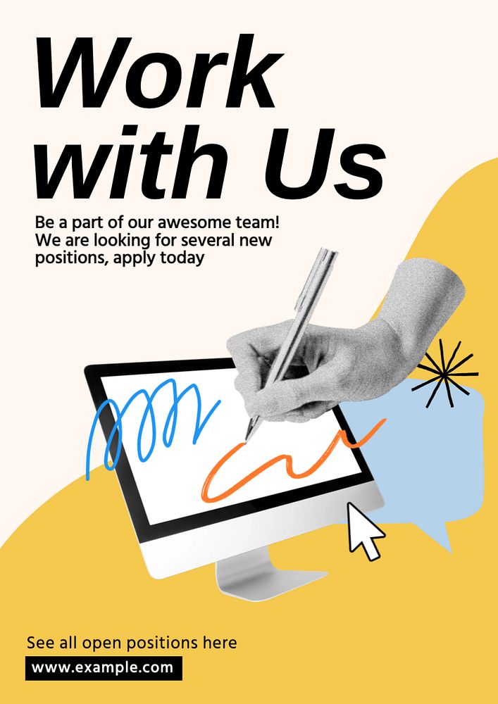 Hiring ads poster template, editable text and design