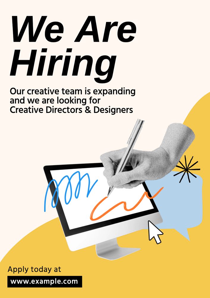 We are hiring poster template, editable text and design