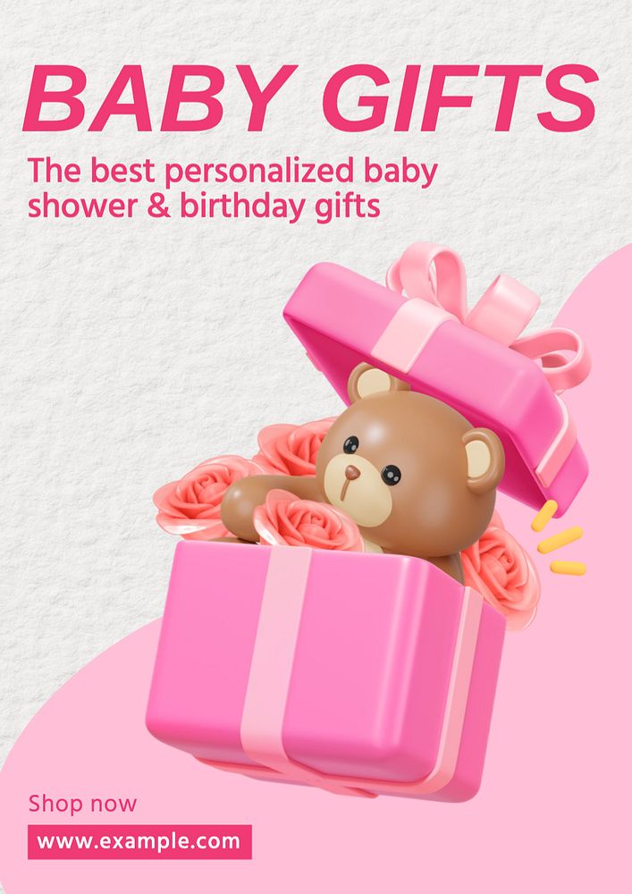 Baby gifts poster template, editable text and design