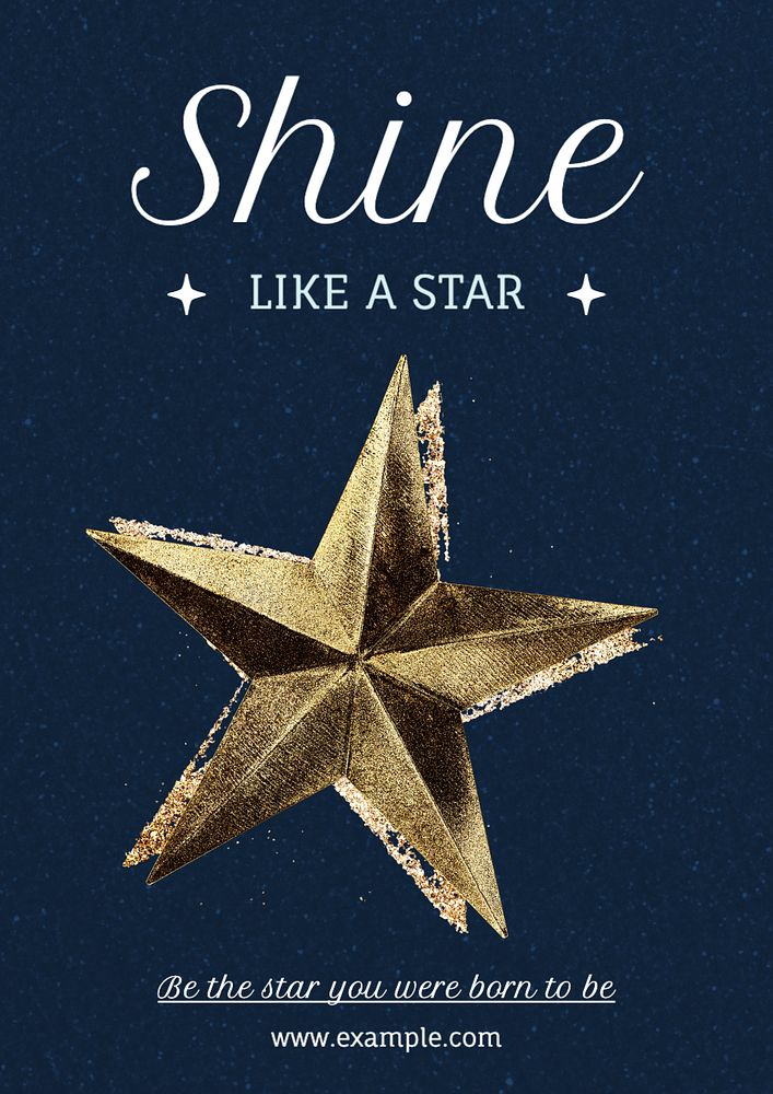 Shine like a star poster template, editable text and design