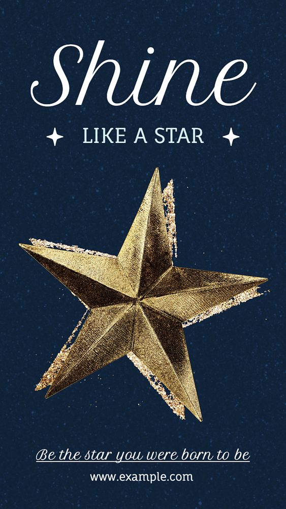 Shine like a star Instagram story template, editable text