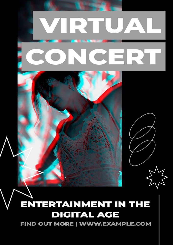 Virtual concert  poster template, editable text and design