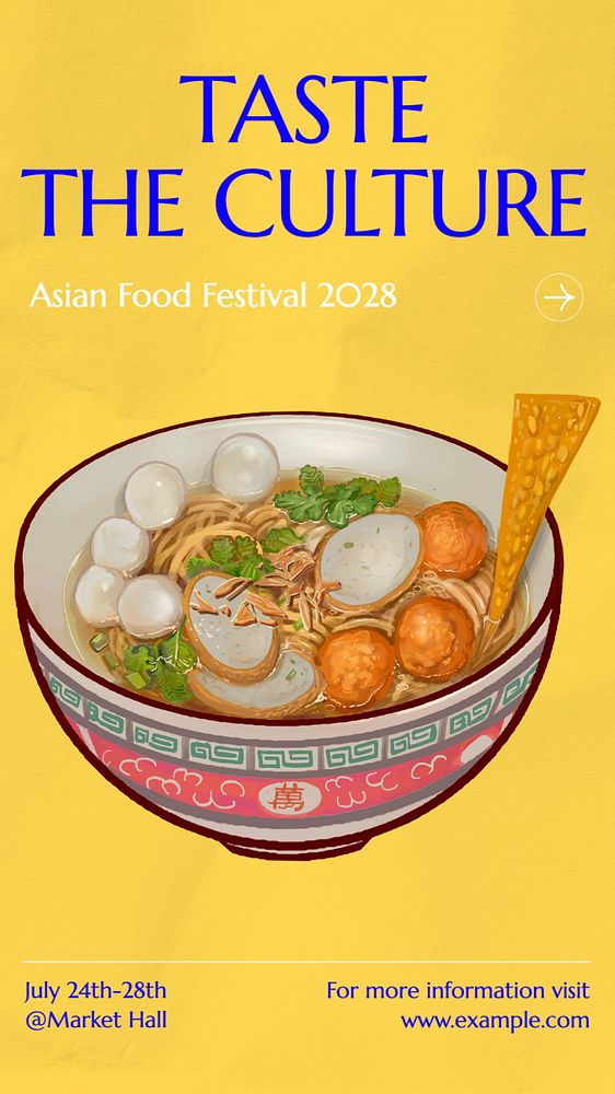 Food festival  Instagram story template, editable text